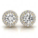 5/8 ctw Earrings Halo — Yellow Gold