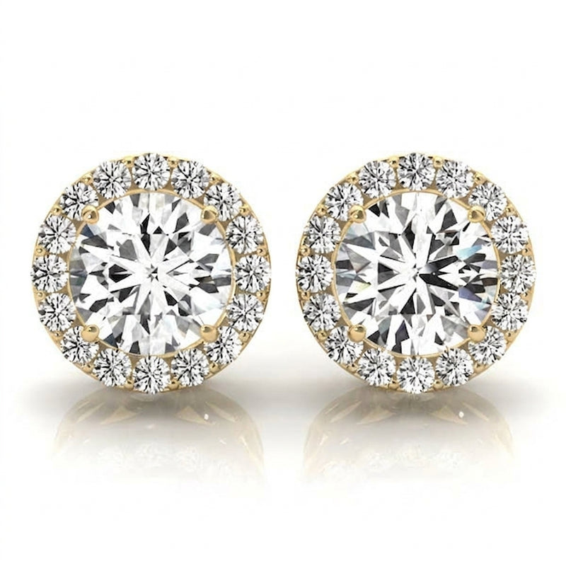 5/8 ctw Earrings Halo — Yellow Gold