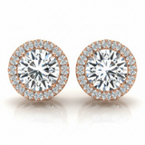 7/8 ctw Earrings Halo — Rose Gold
