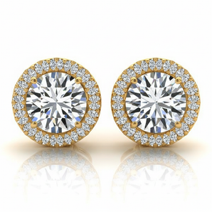 7/8 ctw Earrings Halo — Yellow Gold