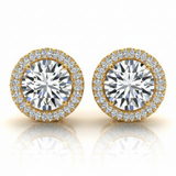7/8 ctw Earrings Halo — Yellow Gold