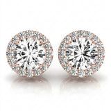 7/8 ctw Earrings Halo — Rose Gold