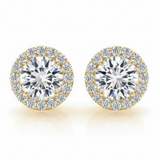 2 1/6 ctw Earrings Halo — Yellow Gold