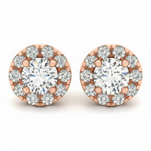 Earrings Halo — 3/8 ctw — Rose Gold