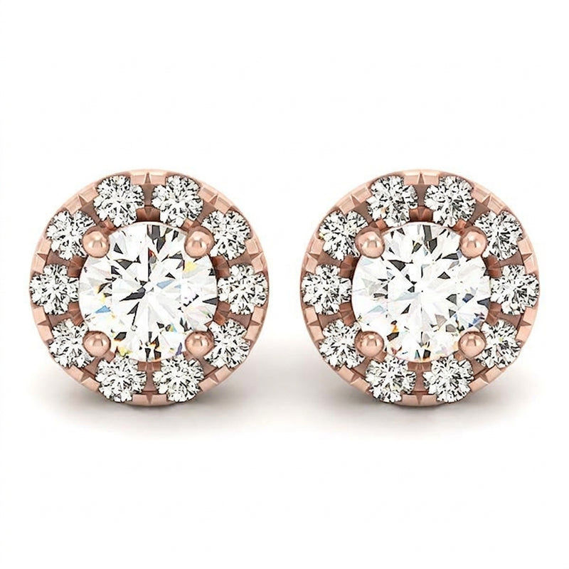 Earrings Halo — 3/8 ctw — Rose Gold