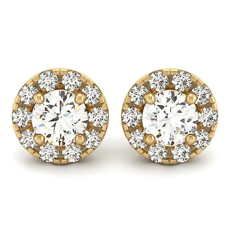 Earrings Halo — 3/8 ctw — Yellow Gold