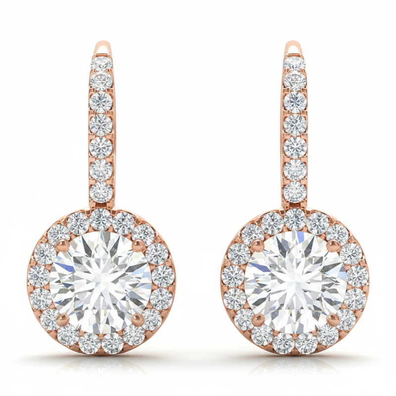 1 1/5 ctw Earrings Halo — Rose Gold