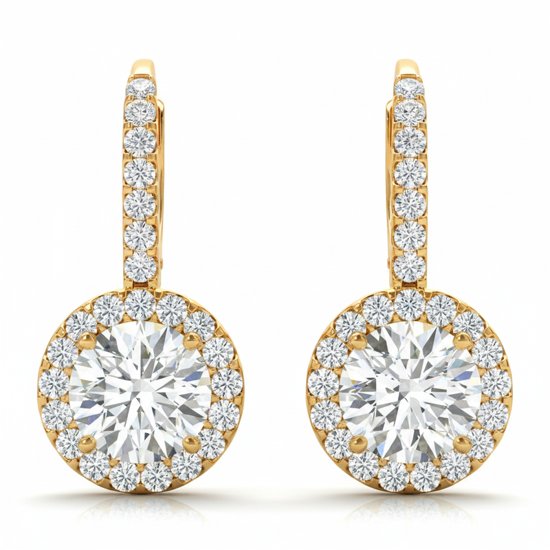 1 1/5 ctw Earrings Halo — Yellow Gold