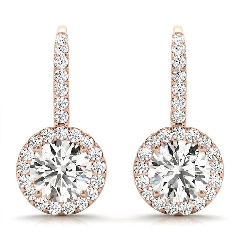 1 1/5 ctw Earrings Halo — Rose Gold