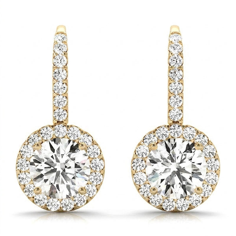 1 1/5 ctw Earrings Halo — Yellow Gold