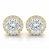 Earrings Halo — 1/2 ctw — Yellow Gold