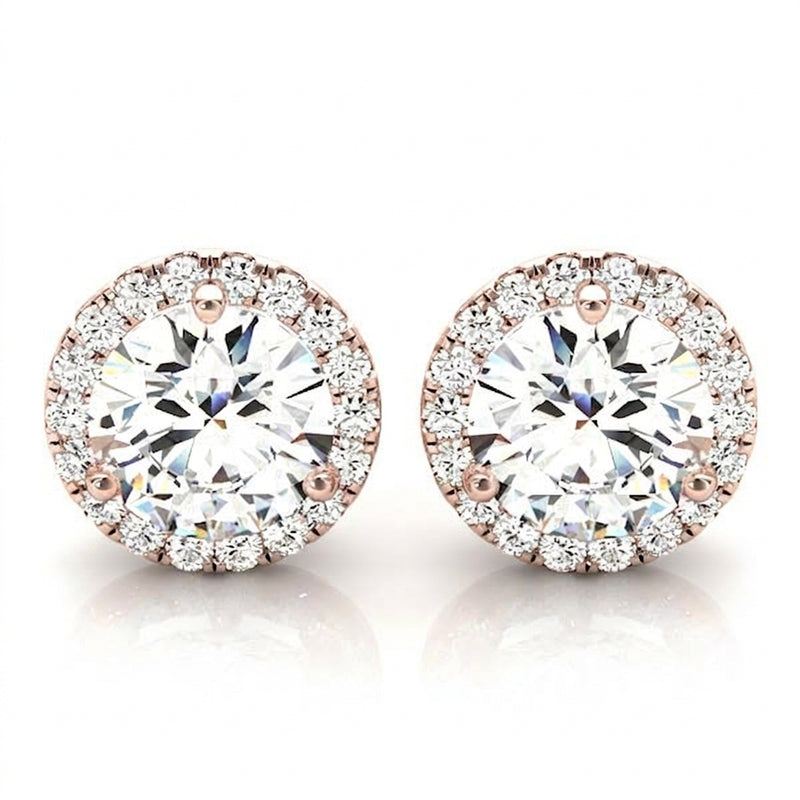 Earrings Halo — 1/2 ctw — Rose Gold