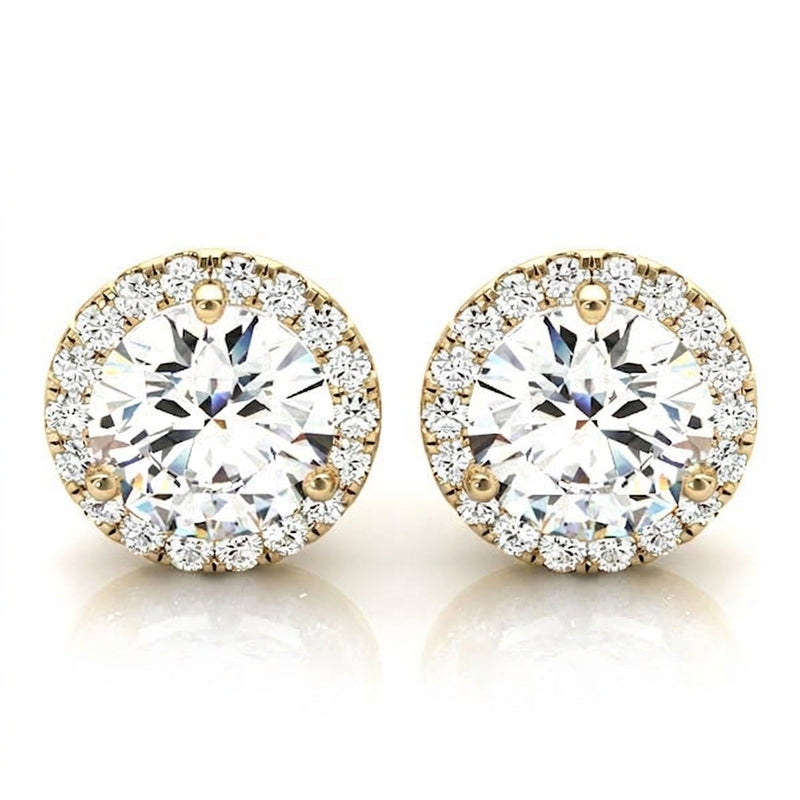 Earrings Halo — 1/2 ctw — Yellow Gold