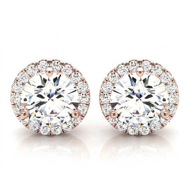 Earrings Halo — 1/3 ctw — Rose Gold