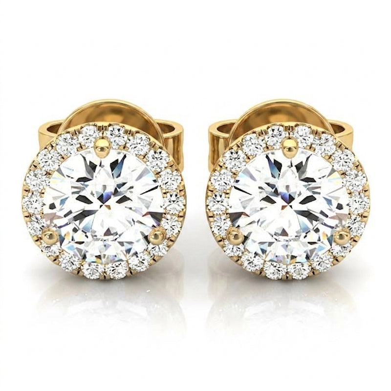 Earrings Halo — 1/3 ctw — Yellow Gold