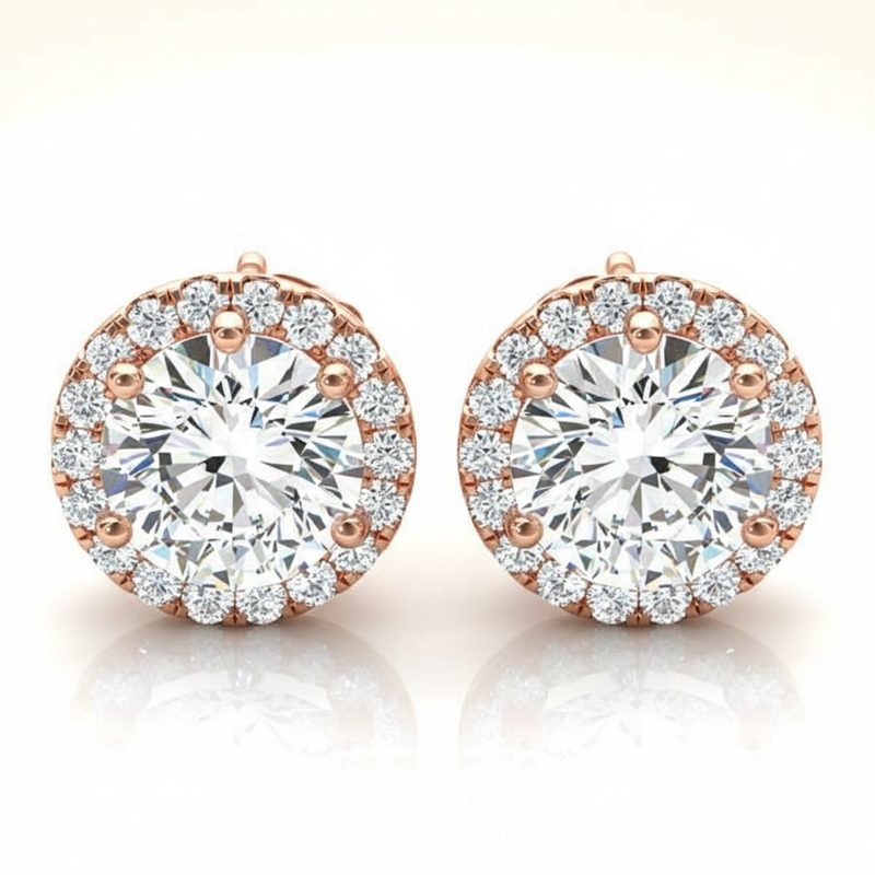 Earrings Halo — 1/4 ctw — Rose Gold