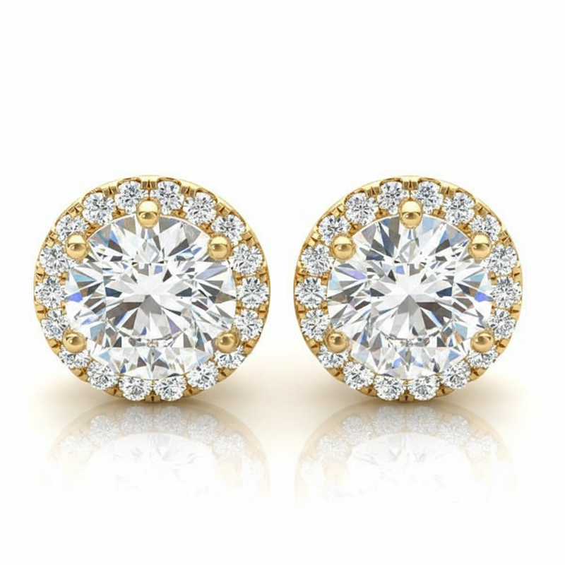 Earrings Halo — 1/4 ctw — Yellow Gold
