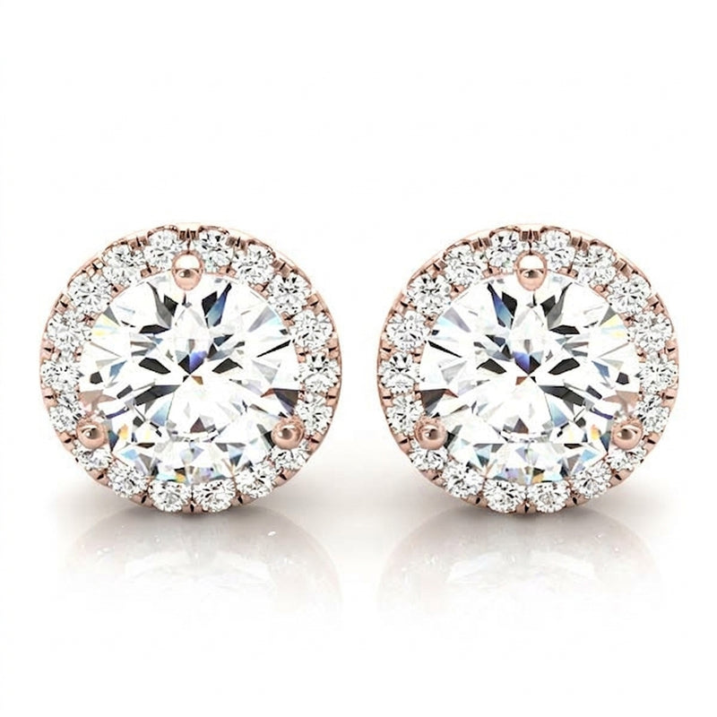 Earrings Halo — 1/4 ctw — Rose Gold