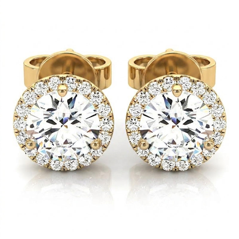 Earrings Halo — 1/4 ctw — Yellow Gold