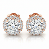 1 ctw Earrings Halo — Rose Gold