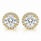 Earrings Halo — 1 1/4 ctw — Yellow Gold