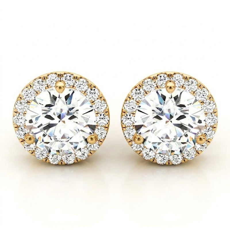 Earrings Halo — 1 1/4 ctw — Yellow Gold