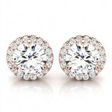 1 ctw Earrings Halo — Rose Gold