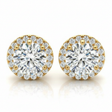 1 ctw Earrings Halo — Yellow Gold