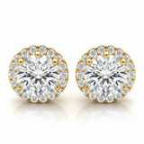 Earrings Halo — 3/4 ctw — Yellow Gold