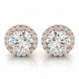 Earrings Halo — 3/4 ctw — Rose Gold