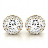 Earrings Halo — 3/4 ctw — Yellow Gold