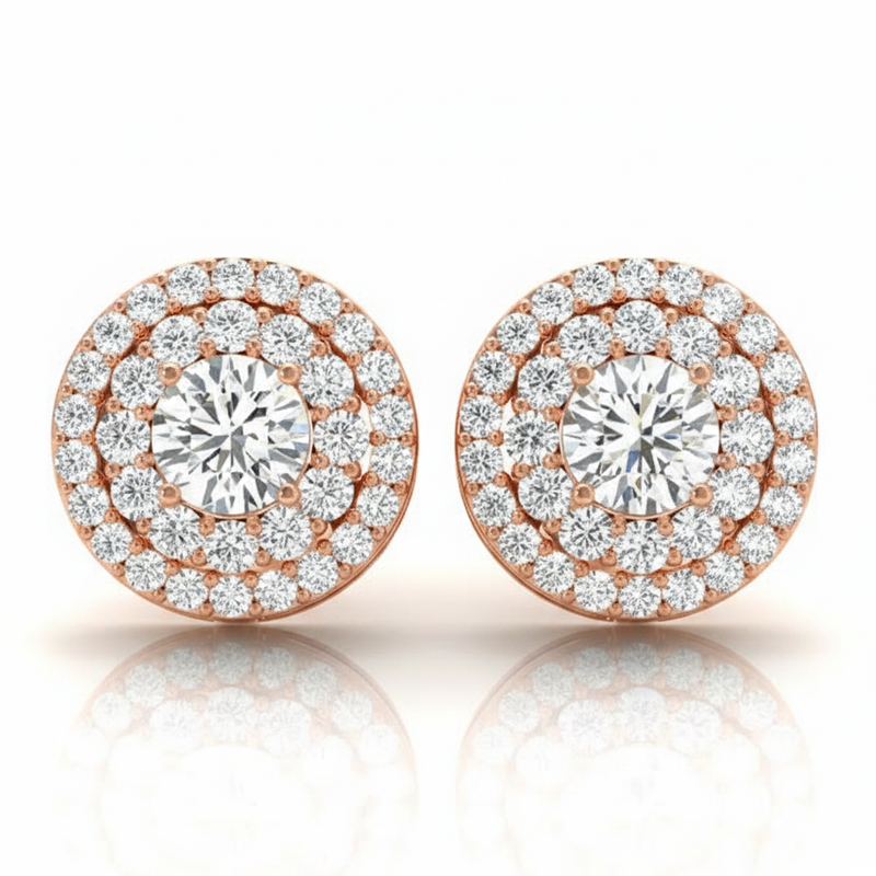 Earrings Halo — 1/2 ctw — Rose Gold