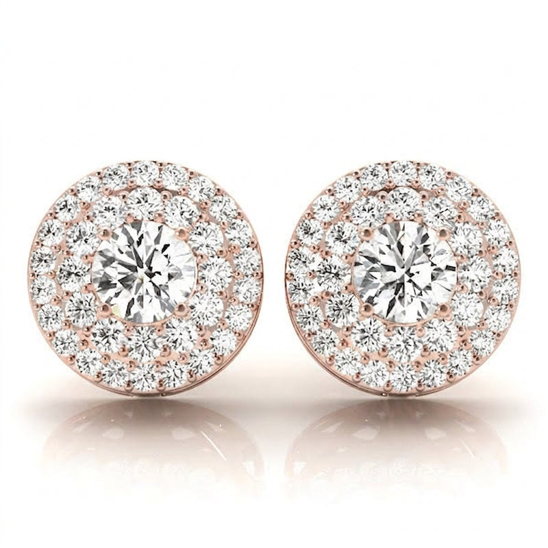 Earrings Halo — 1/2 ctw — Rose Gold