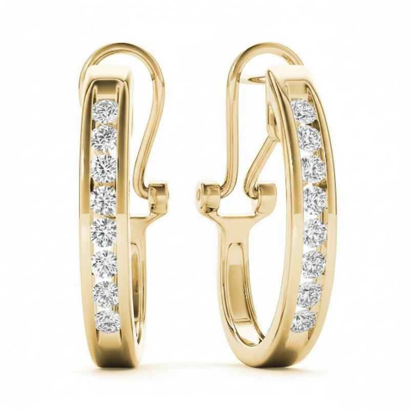 1/8 ctw Earrings Hoop Earrings J-hoops — Yellow Gold