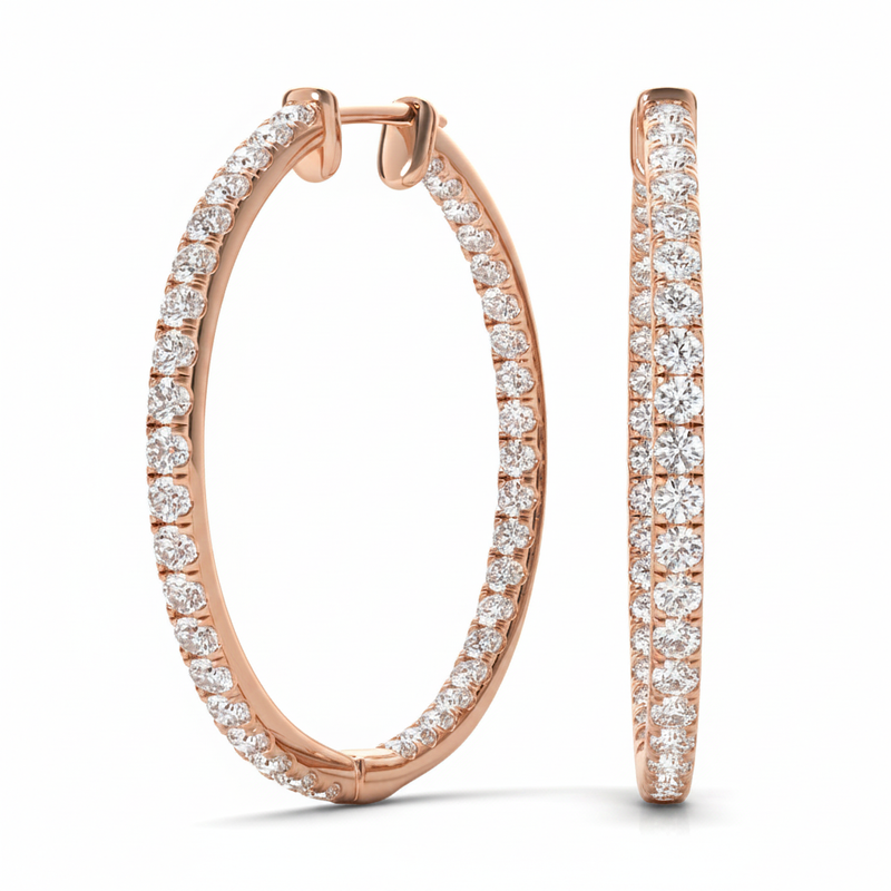 Earrings Hoop Earrings Standard Hoops — 1/3 ctw — Rose Gold