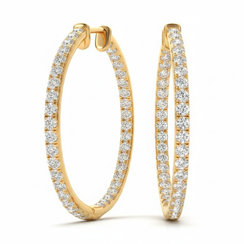 Earrings Hoop Earrings Standard Hoops — 1/3 ctw — Yellow Gold
