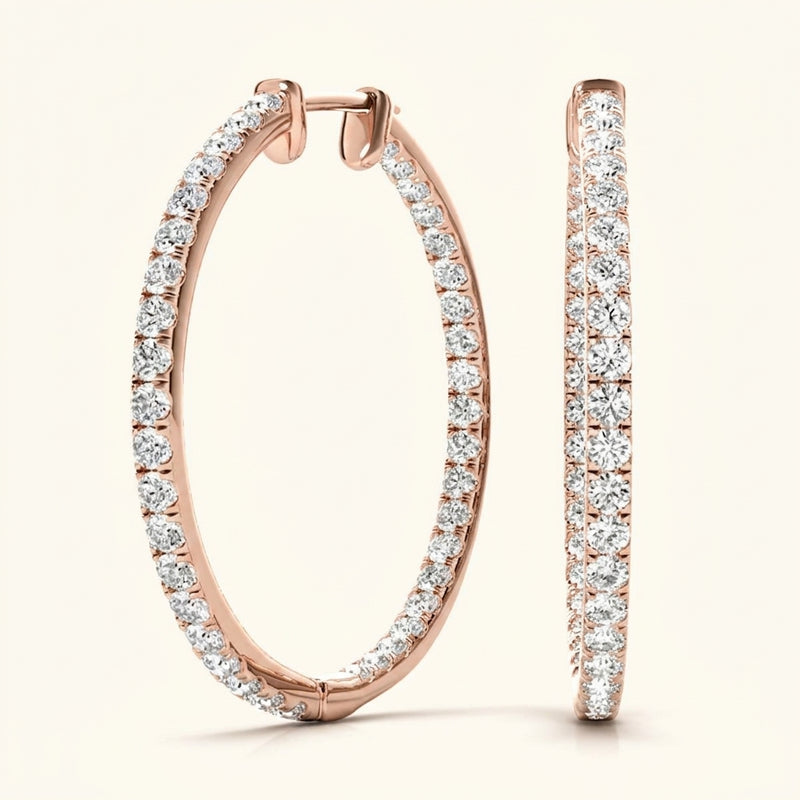 Earrings Hoop Earrings Standard Hoops — 1/3 ctw — Rose Gold