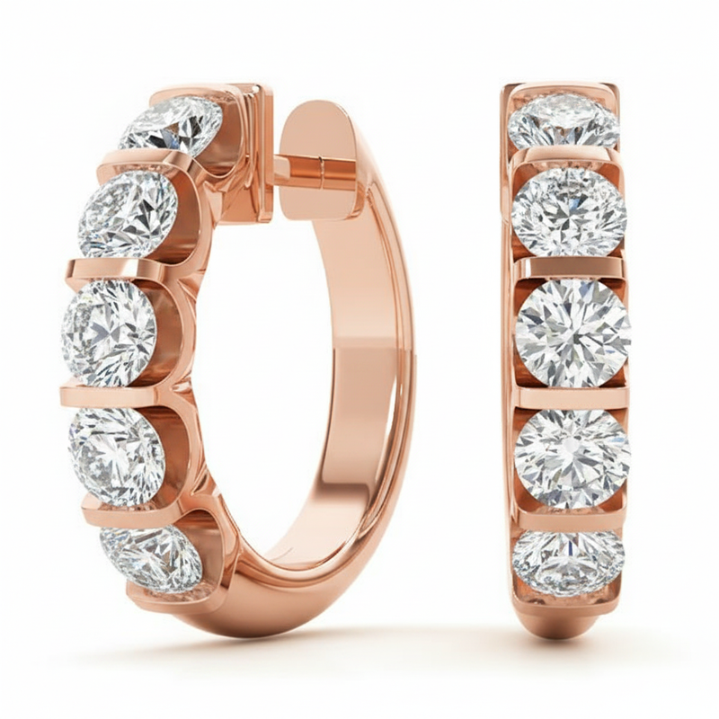 1 ctw Earrings Hoop Earrings Standard Hoops — Rose Gold