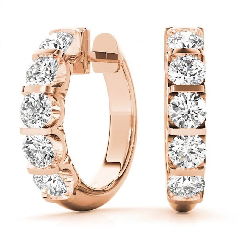 1 ctw Earrings Hoop Earrings Standard Hoops — Rose Gold