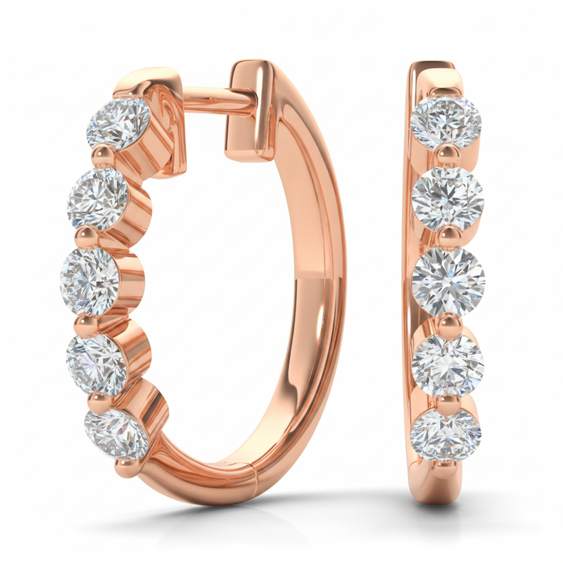 Earrings Hoop Earrings Standard Hoops — 1/4 ctw — Rose Gold