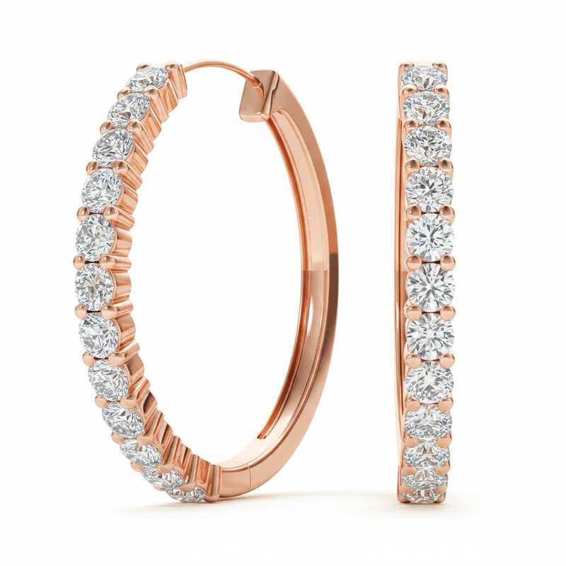 Earrings Hoop Earrings Standard Hoops — 1/4 ctw — Rose Gold