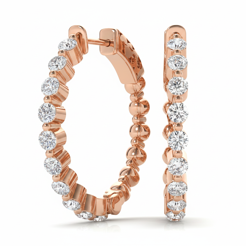 1/2 ctw Earrings Hoop Earrings Vault Lock — Rose Gold