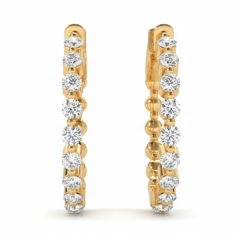 1/2 ctw Earrings Hoop Earrings Vault Lock — Yellow Gold