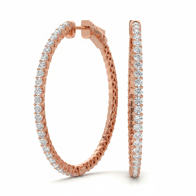 1 ctw Earrings Hoop Earrings Vault Lock — Rose Gold