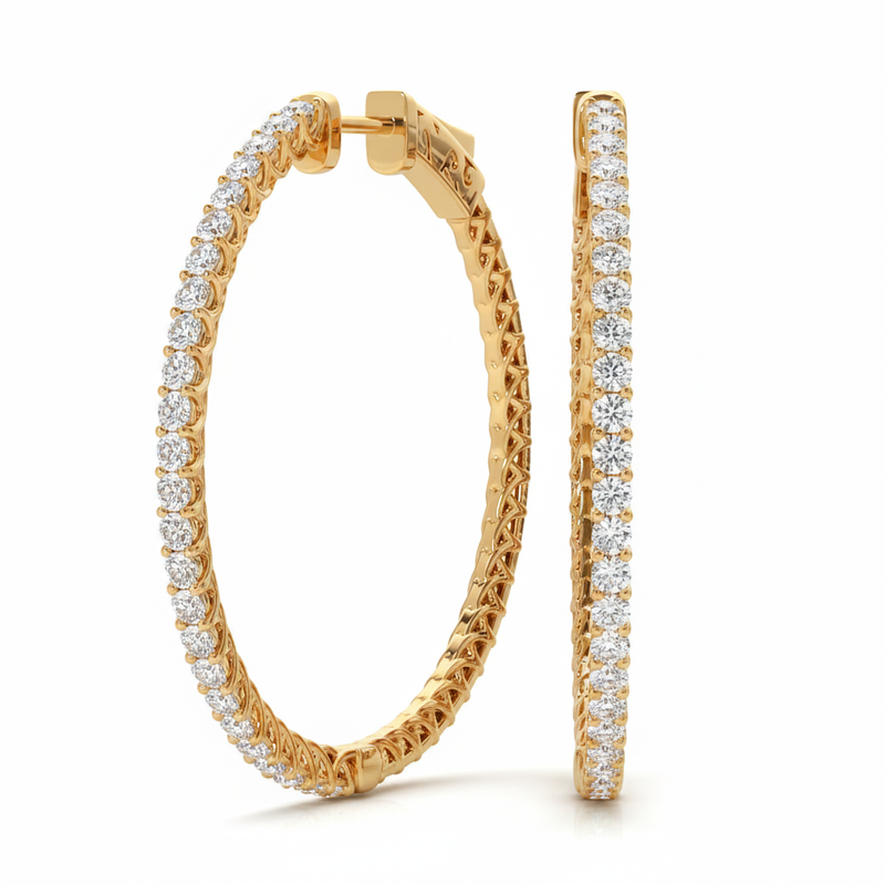1 ctw Earrings Hoop Earrings Vault Lock — Yellow Gold