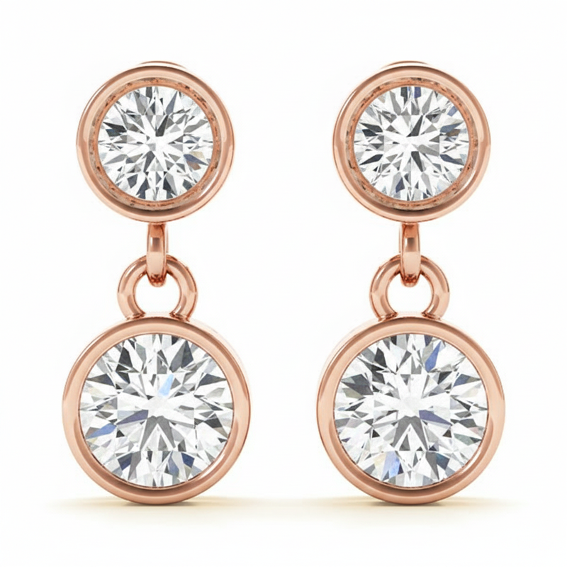 1/4 ctw Earrings Single Stone — Rose Gold