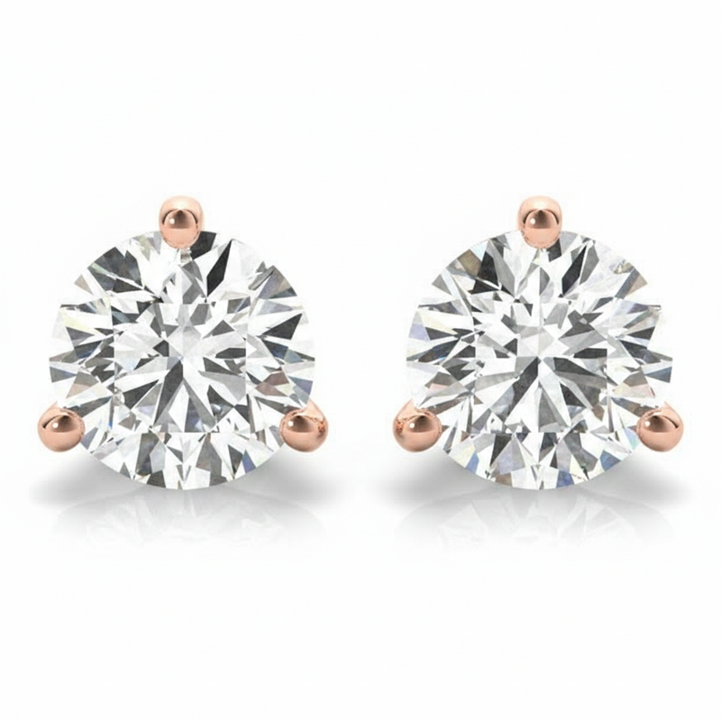 1/2 ctw Earrings Single Stone — Rose Gold