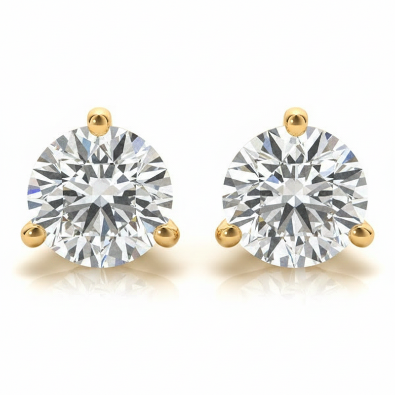 1/2 ctw Earrings Single Stone — Yellow Gold