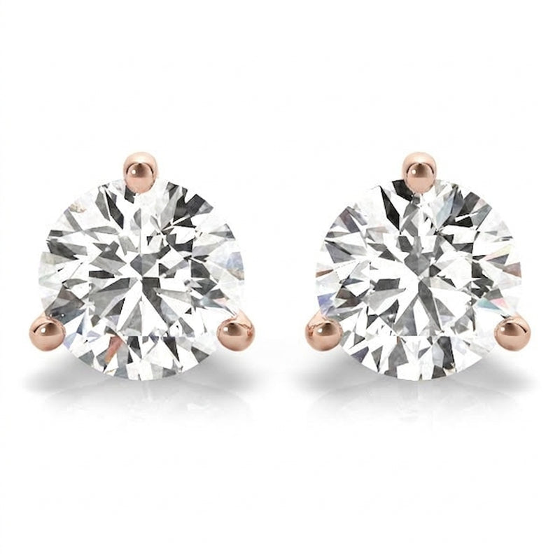 1/2 ctw Earrings Single Stone — Rose Gold