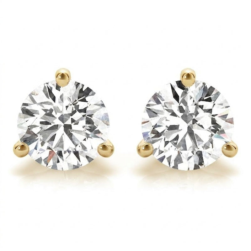 1/2 ctw Earrings Single Stone — Yellow Gold